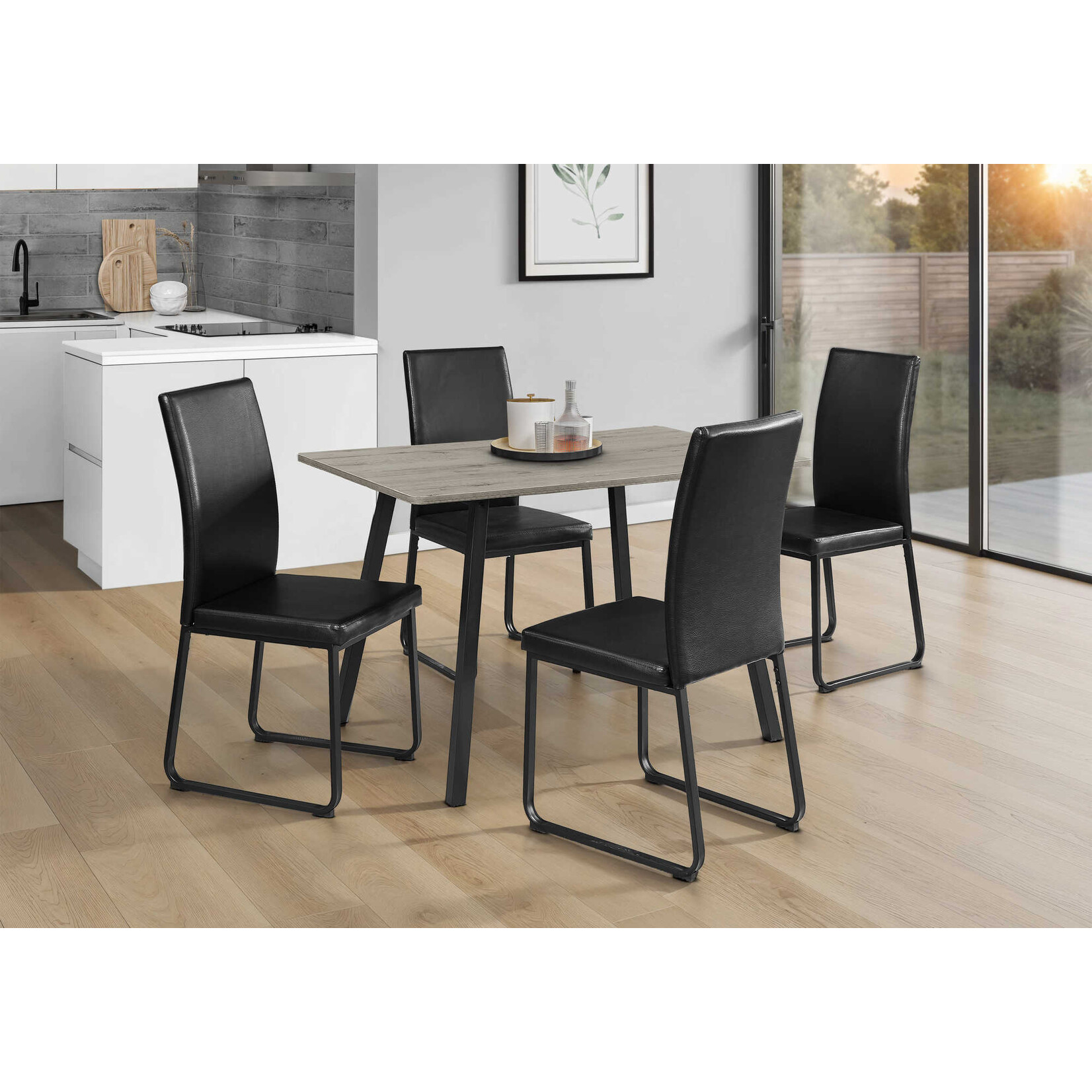 DINING TABLE - 30"X 48" / GREY / BLACK METAL