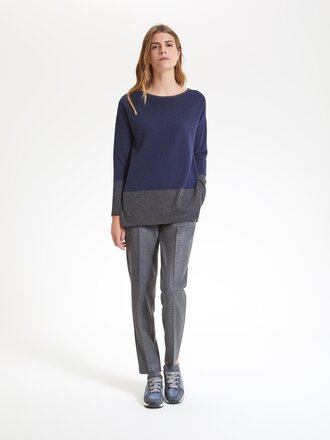 Biancalancia Bicolor sweater in silk, wool and cashmere Blue 545n Biancalancia Bicolor sweater in silk, wool and cashmere Blue 545n