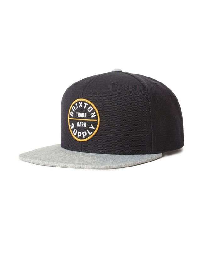 Crest Medium-Profile Snapback Hat - Heather Grey/Black – Brixton Canada