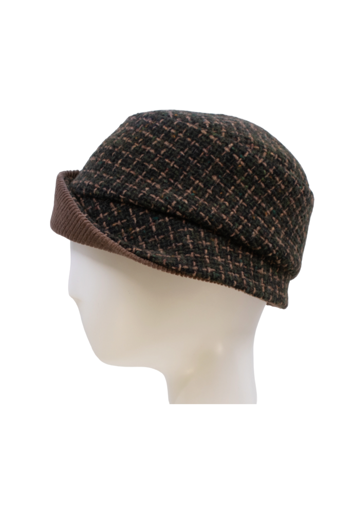 Lillie and Cohoe Lillie and Cohoe Green Tweeds Lauren  Asymmetrical Cap