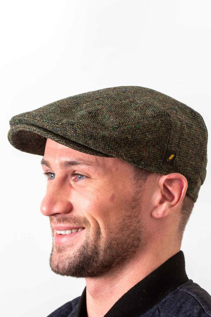 Irish Tweed Cap with Ear Flaps, Navy Blue Winter Hat