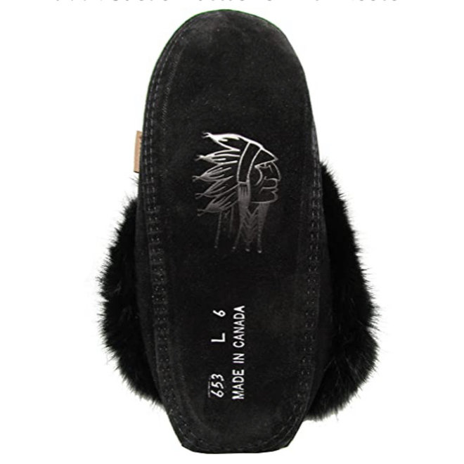 Rabbit Fur Mocassin Black Suede