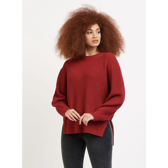 1827064 D Dex Red High Low Sweater - The Leather House