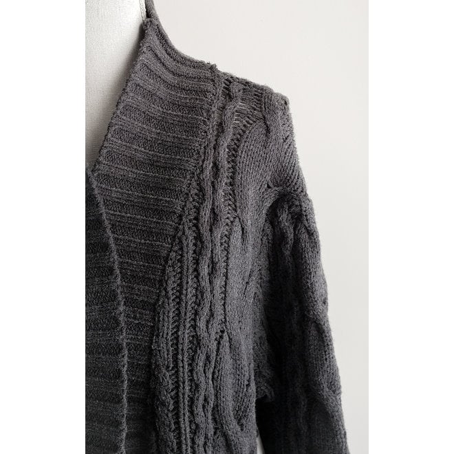 Dex Open Cable Cardigan Charcoal