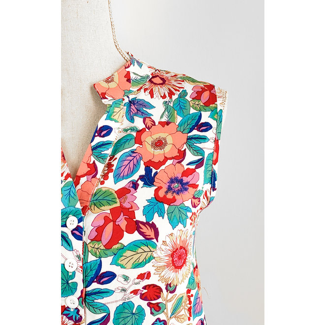 Floral Henley Dress With Pockets
