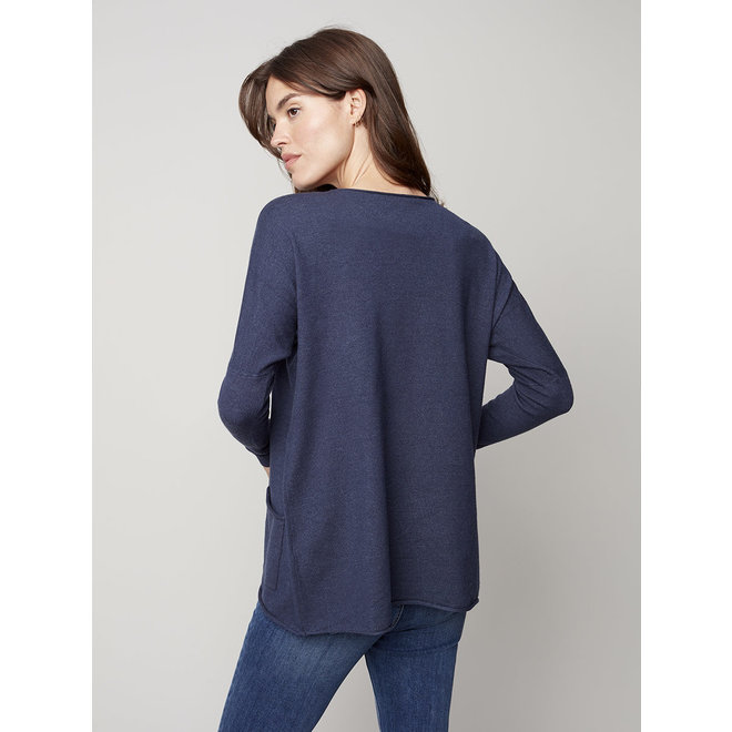 Plushy Knit Sweater with Overlap Detail