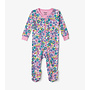 Retro Floral Baby Footed Coverall Sleeper
