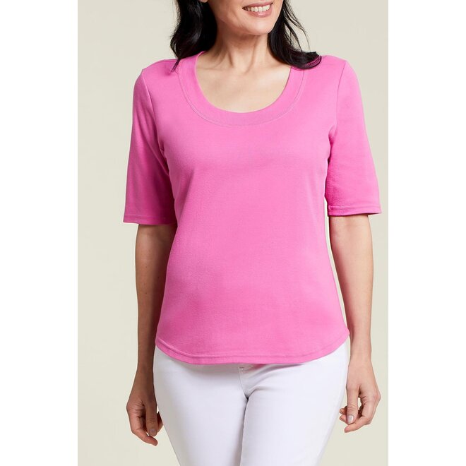 Elbow Sleeve Scoop Neck Tee (4 colours)