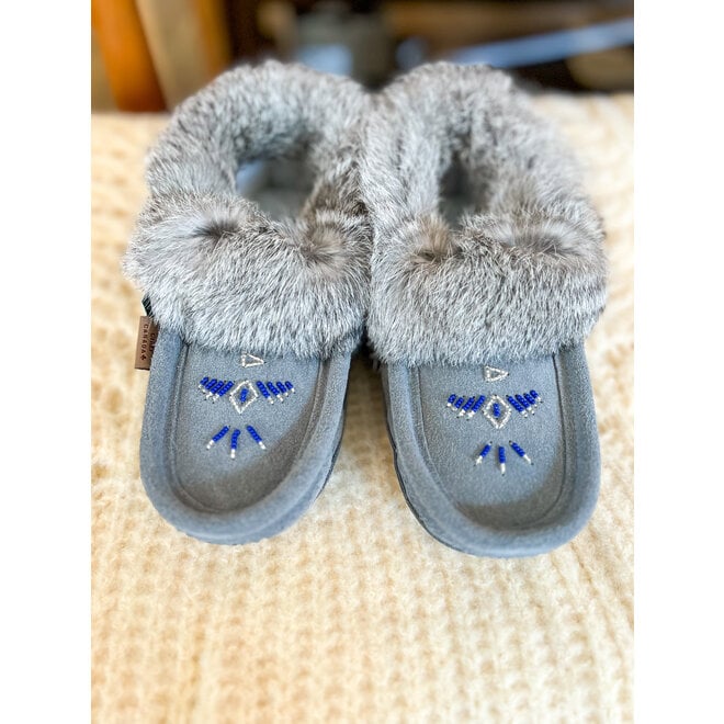 Rabbit Fur Thunderbird Beaded Moccasins