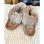 Women's Rabbit Fur Thunderbird Beaded Moccasins