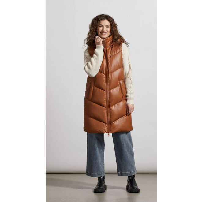 The Audrey Reversible Puffer Vest, Brown + Cream