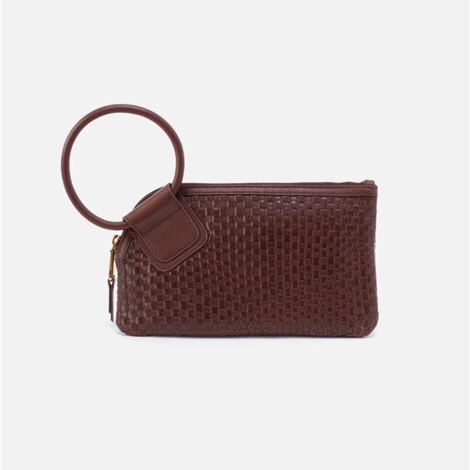 Sable Wave Weave Leather Wristlet