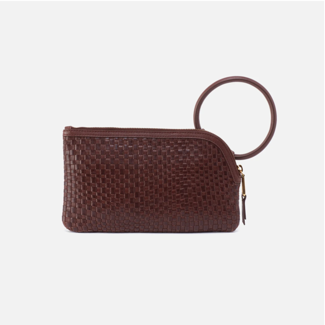 Sable Wave Weave Leather Wristlet