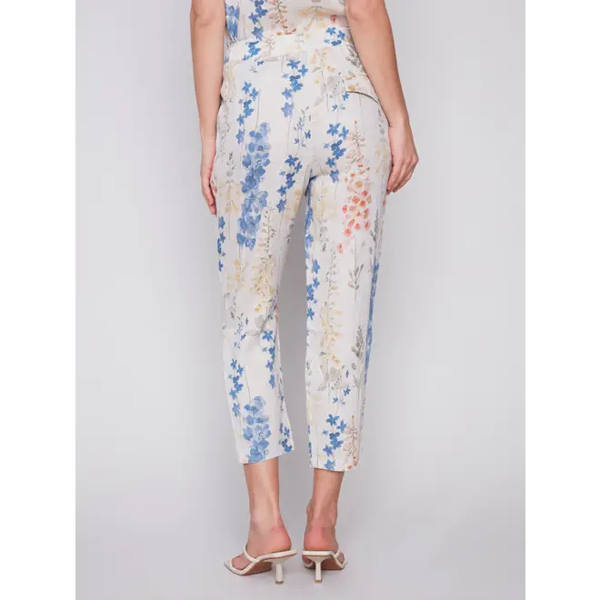 Printed Linen Pull-On Pants