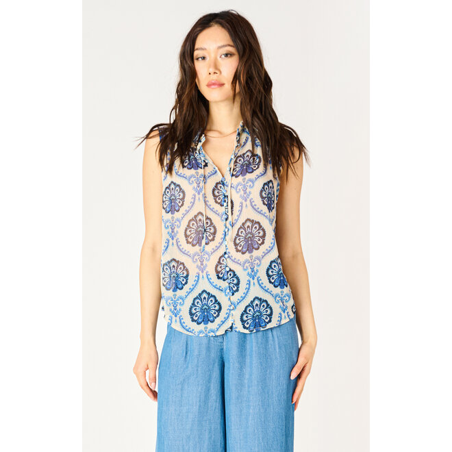 Sheer V-Neck Tank Blouse