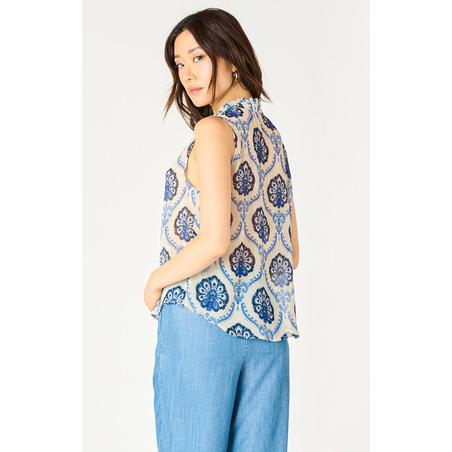 Sheer V-Neck Tank Blouse