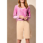 Fly Front Wide Leg Bermuda Shorts