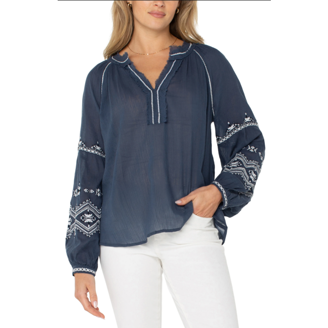 Raglan Blouse with Embroidery