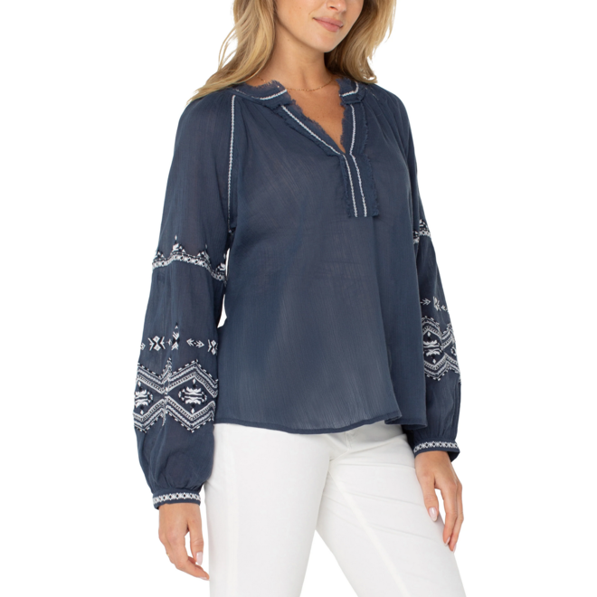 Raglan Blouse with Embroidery