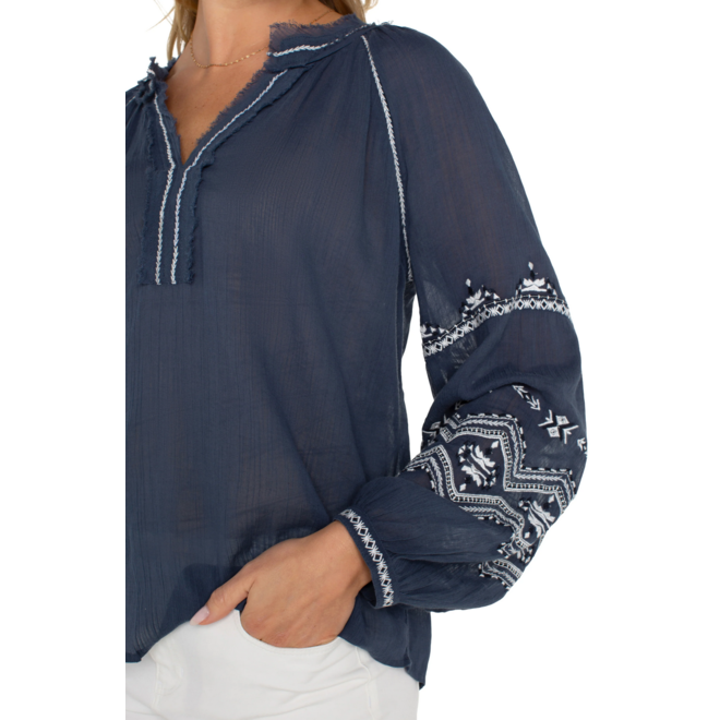 Raglan Blouse with Embroidery