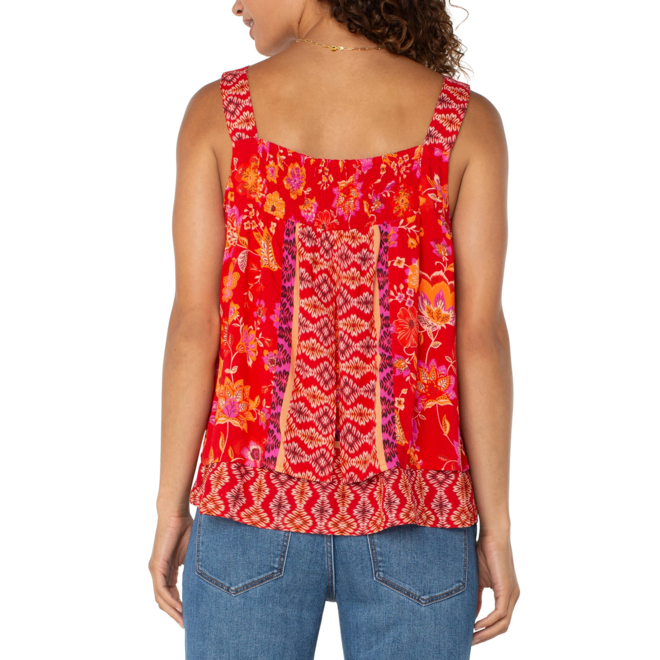 Sleeveless V-neck Woven Tank