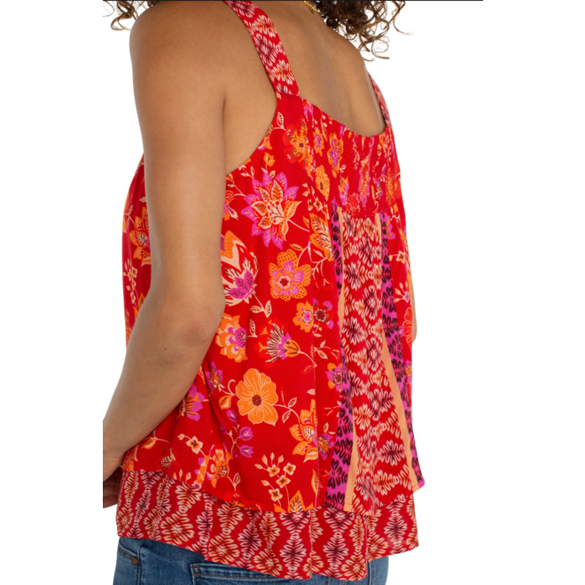 Sleeveless V-neck Woven Tank