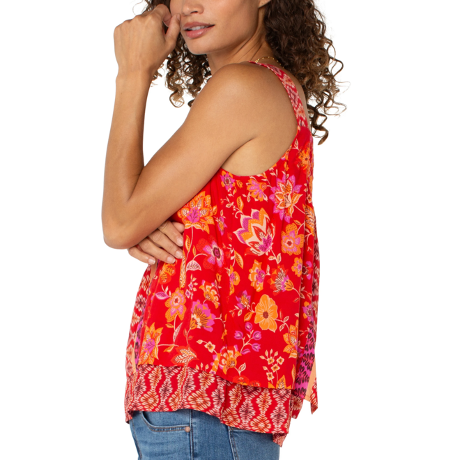Sleeveless V-neck Woven Tank