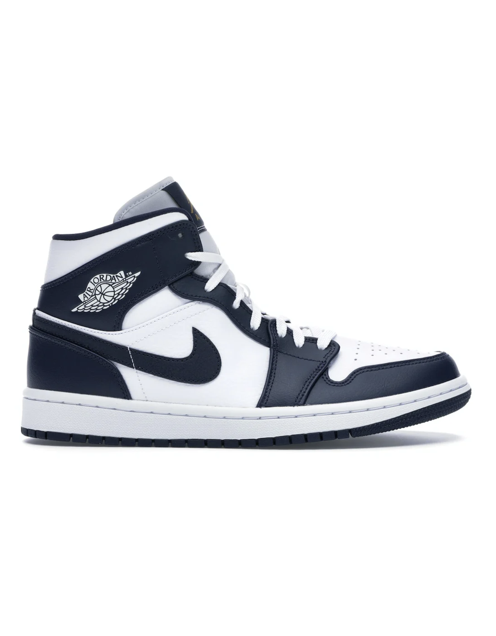 jordan jordan 1 mid white /gold / obsidian