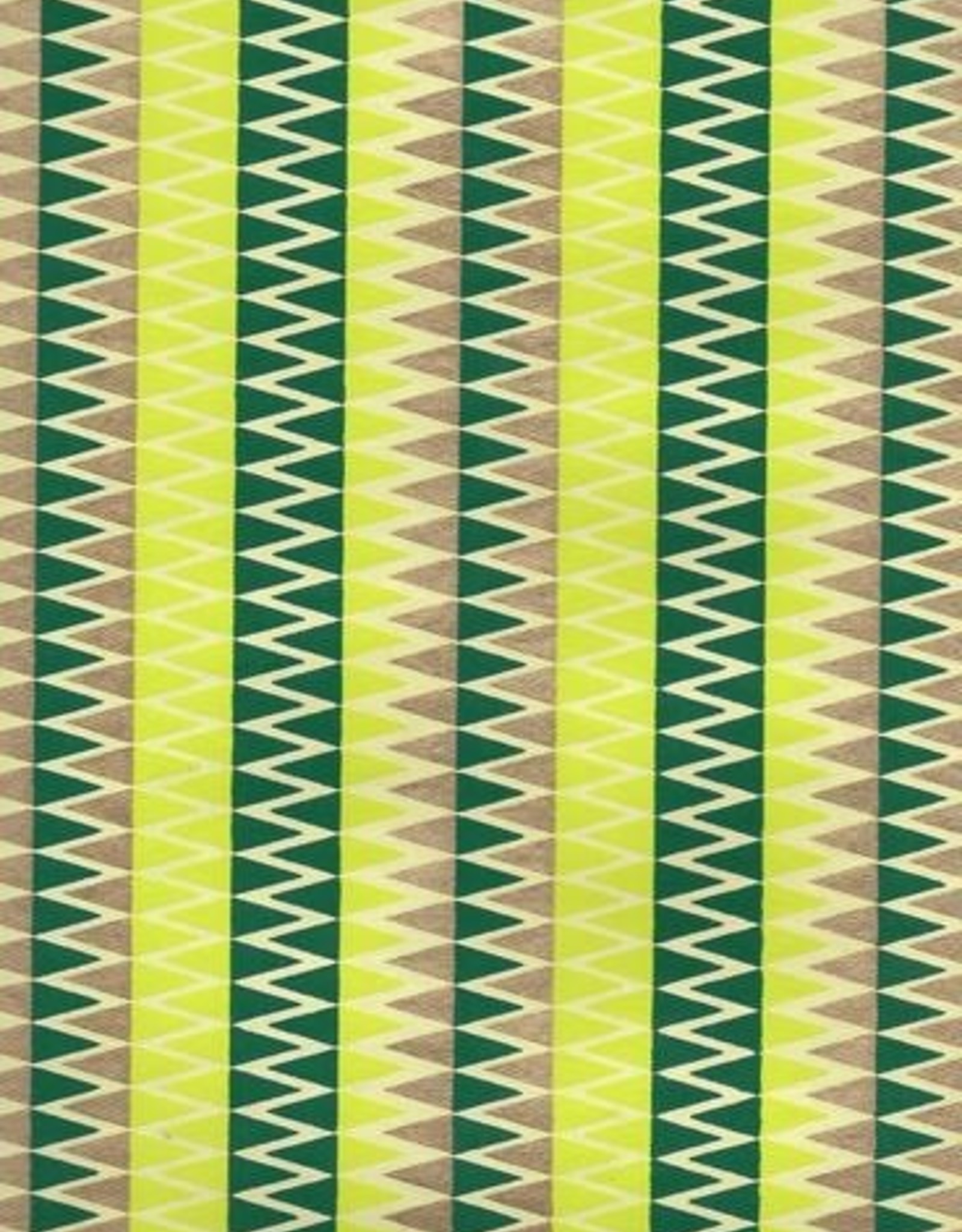 Zig Zag Mountains, Evergreen, Gold on Lime Green, 22" x 30"
