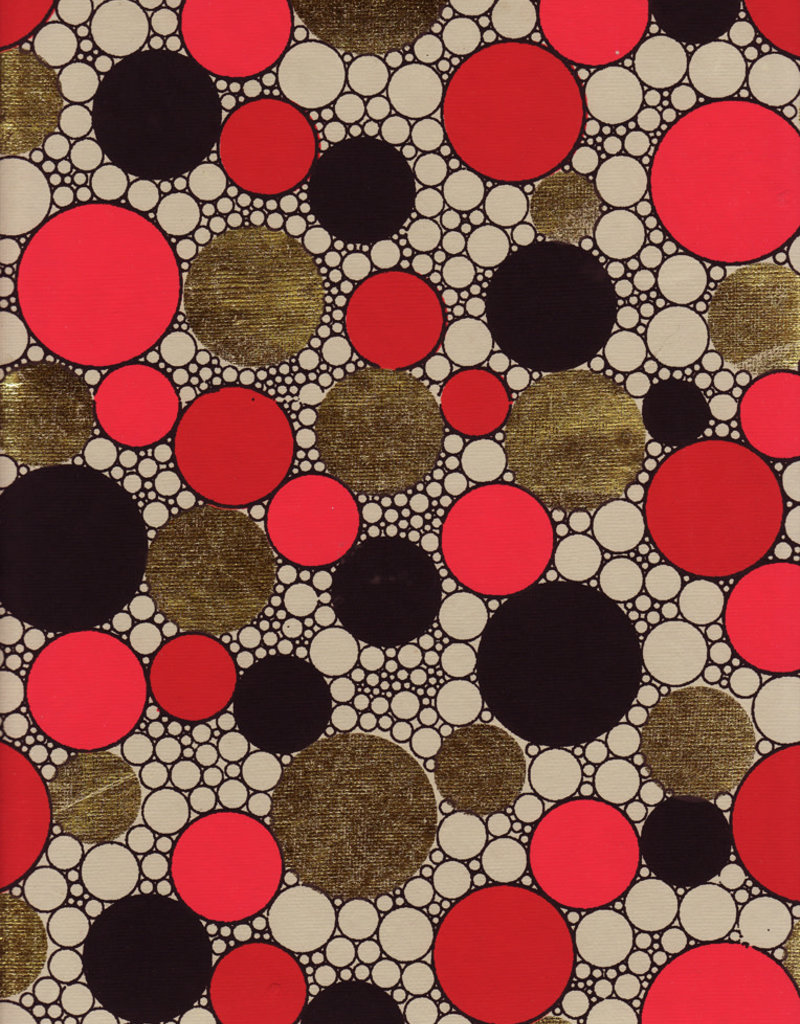 Indian Circle Pattern Red Gold Black On Natural 22 X 30