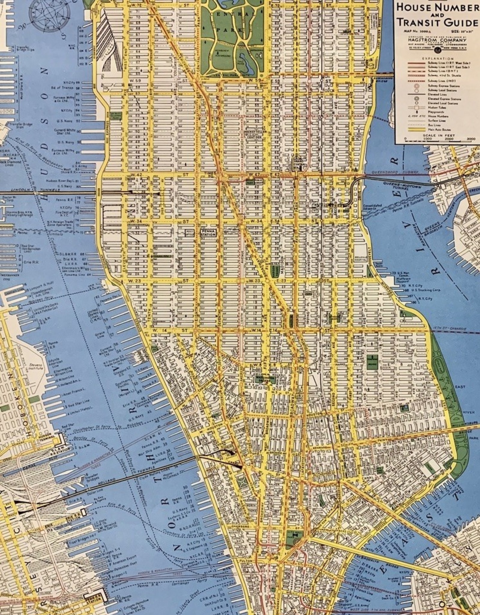 Map Of New York City New York City Map, Poster Print, 20" X 28" - Dolphin Papers