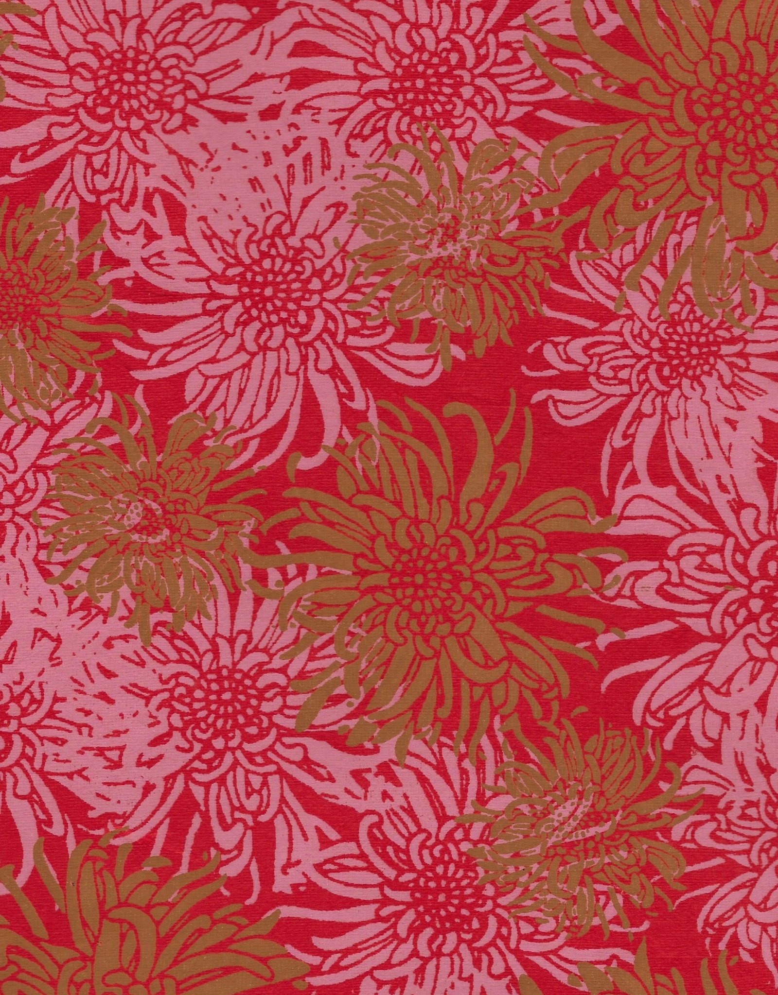 Laurelai Chrysanthemum on Red, 20" x 28"
