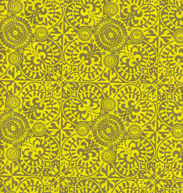 Ornate Mosaic Pattern, Moss and Yellow, 22" x 30"