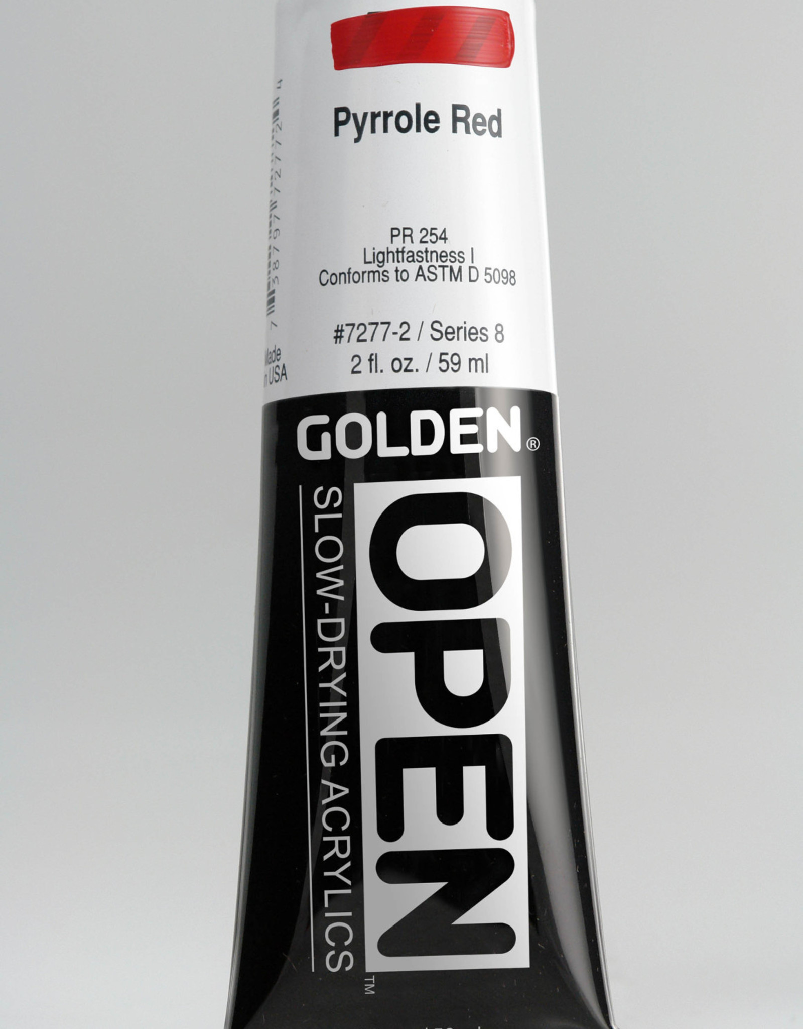 Golden OPEN, Acrylic Paint, Pyrrole Red, Series 8, Tube (2fl.oz.)