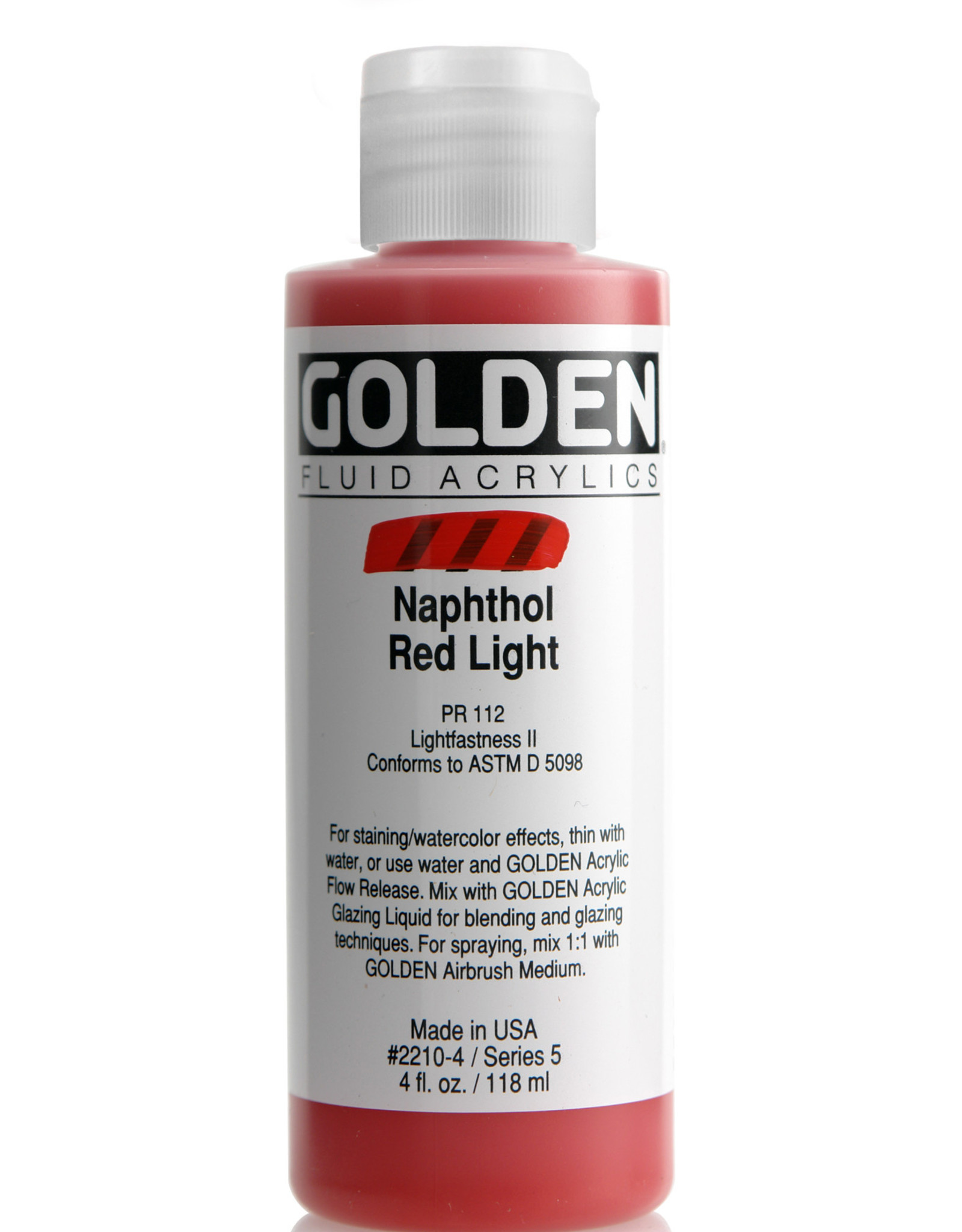 Golden Fluid Acrylic Paint Napthol Red Light Series 5 4fl Oz Dolphin Papers