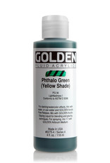 Golden Fluid Acrylic Paint, Phthalo Green (Yellow Shade), Series 4, 4fl.oz, Bottle