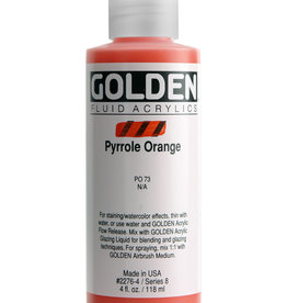 Golden Fluid Acrylic Paint, Pyrrole Orange, Series 8, 4fl.oz, Bottle