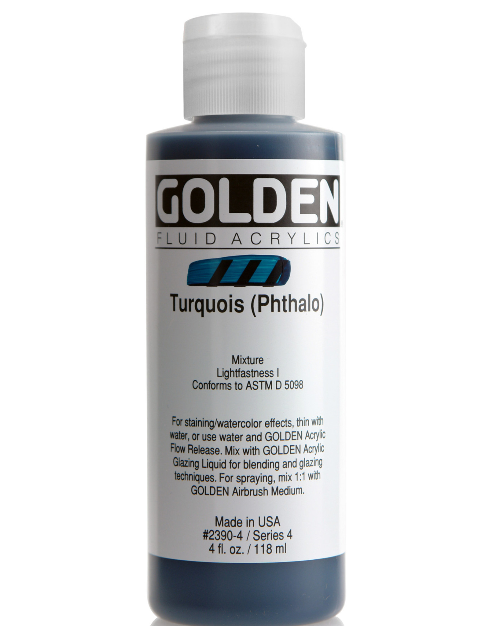 Golden Fluid Acrylic Paint, Turquois (Phthalo), Series 4, 4fl.oz, Bottle