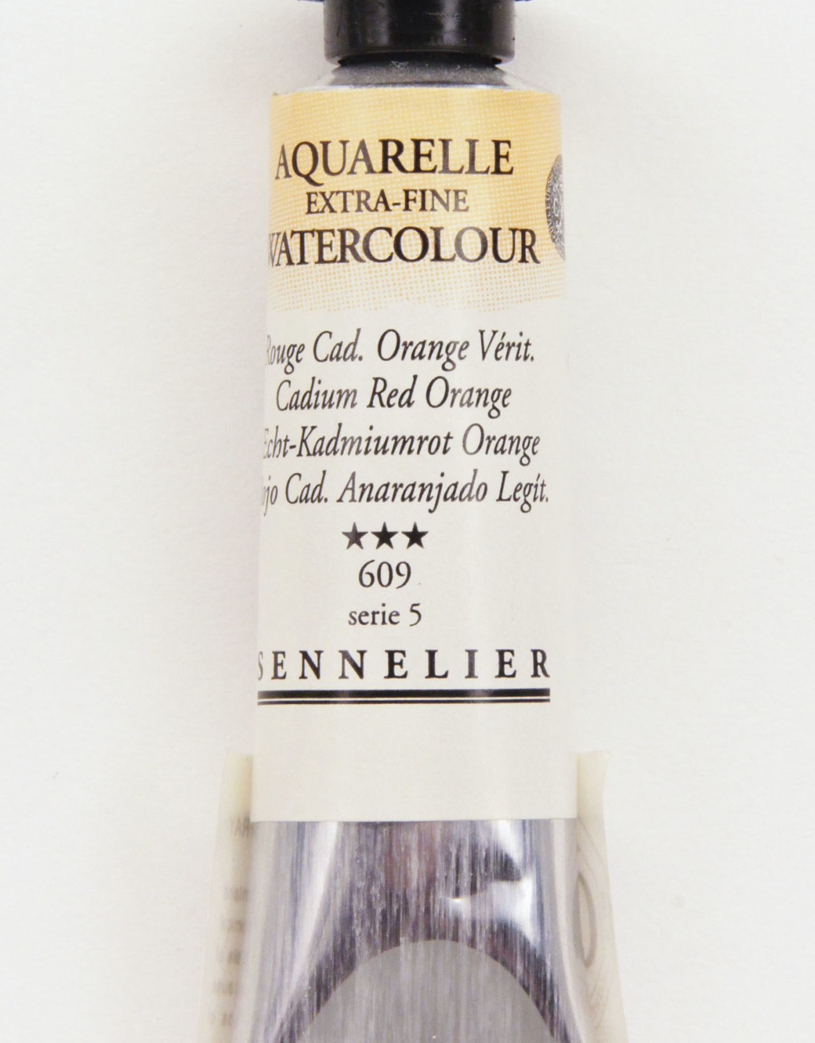 Sennelier, Aquarelle Watercolor Paint, Cadmium Red Orange, 609, 10ml Tube, Series 5