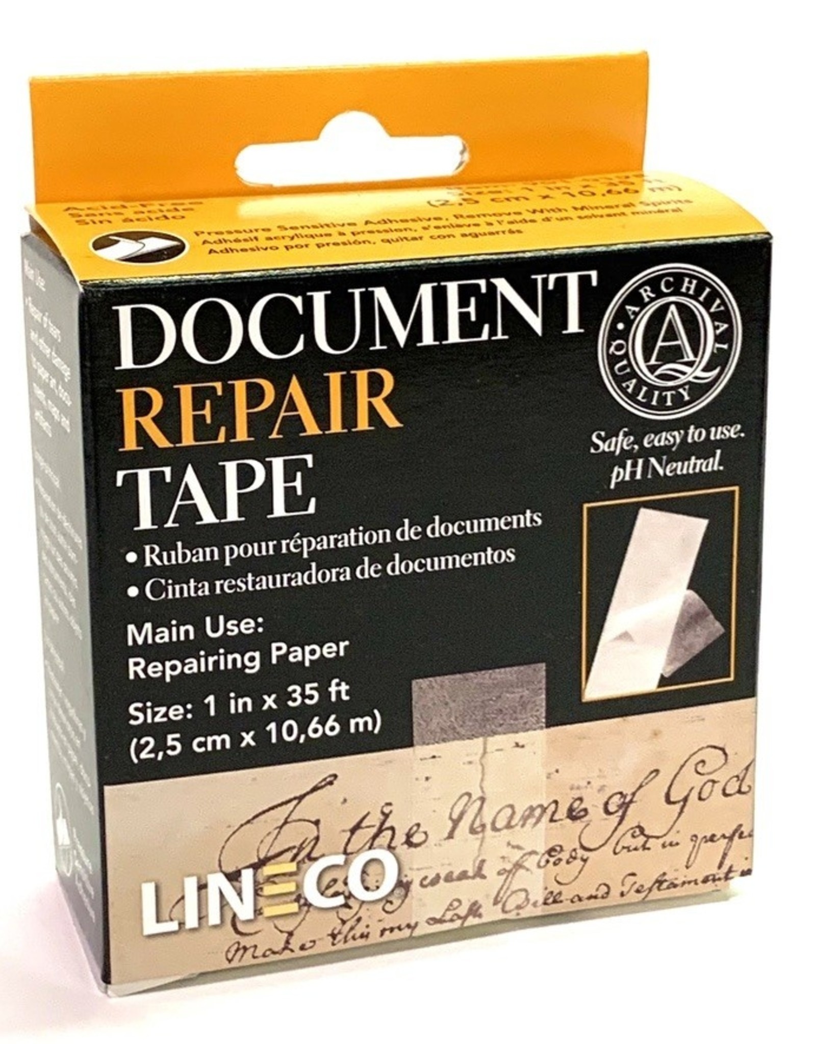 Document Repair Tape, Acid-Free Self-Adhesive, 1" x 35'