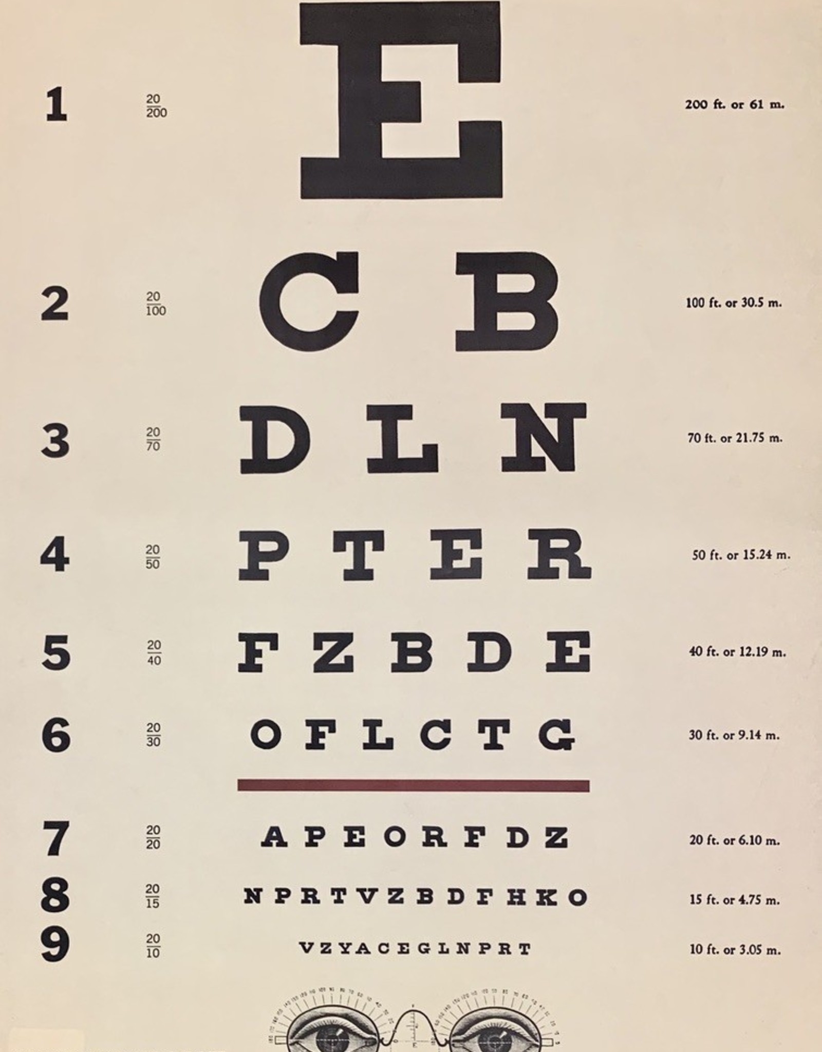 cavallini eye chart poster print 20 x 28 dolphin papers
