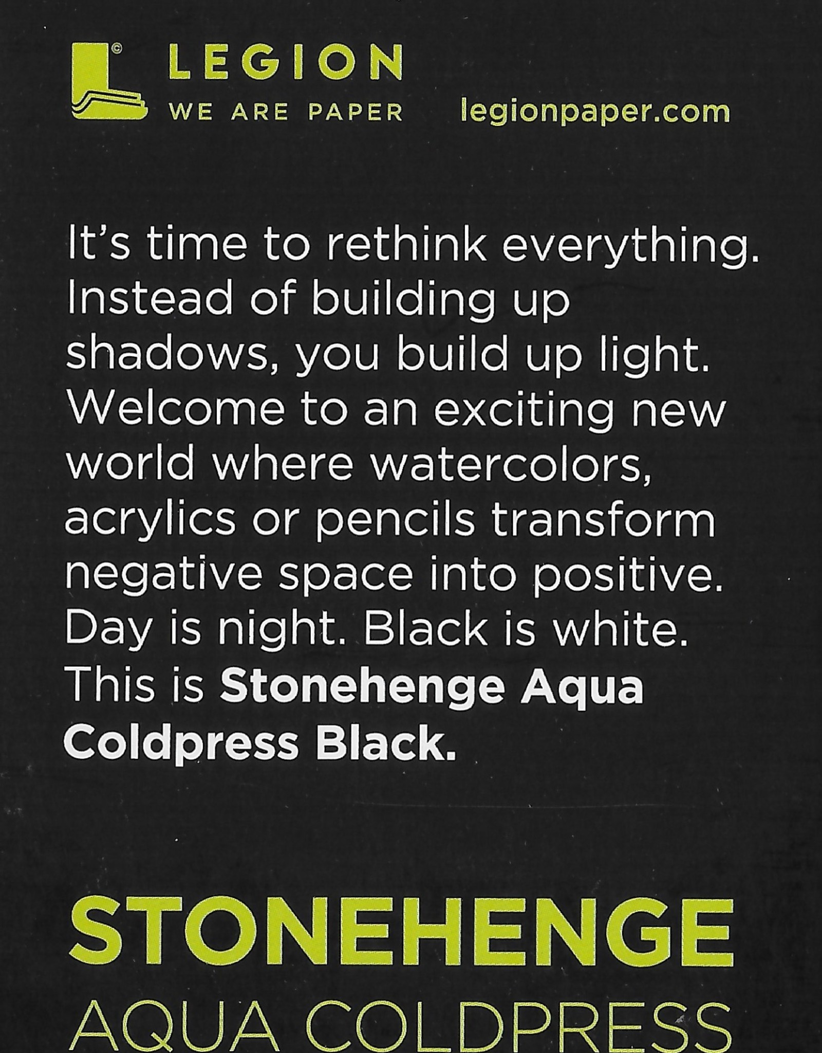 Stonehenge Aqua Black, 140# Cold Press, 2.5" x 3.75" 10 Sheet Pad