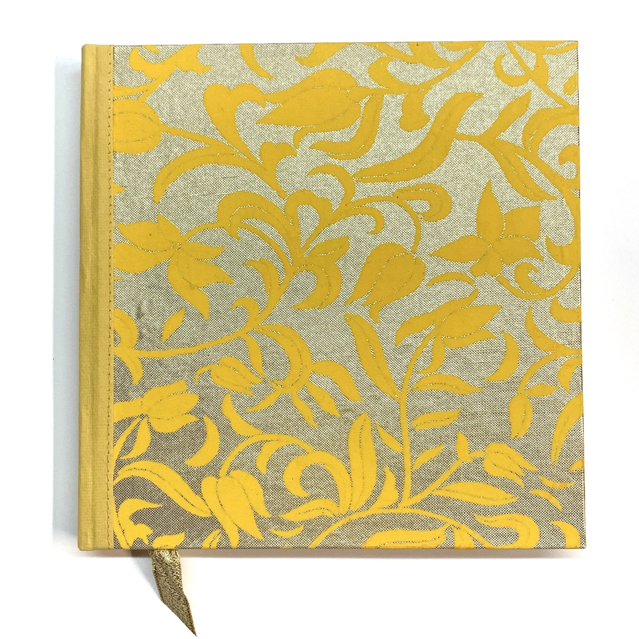Indian Decorative Journal Yellow Flowers On Gold 7 X 7 Dolphin Papers