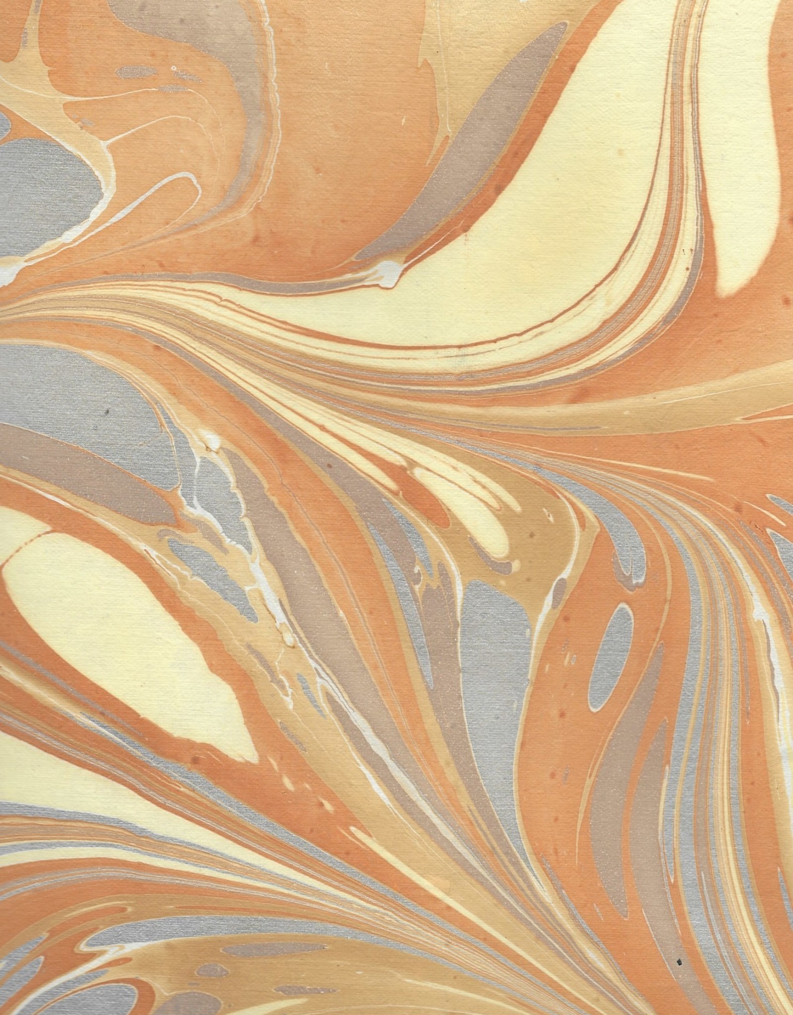 Indian Marble: Orange, Ochre, Gray and Silver on Cream, Turkish Design, 22" x 30"