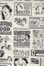 Lokta Vintage Newspaper Ads, Black on Natural, 20" x 30"