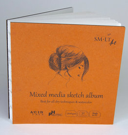SMLT Layflat Mixed Media Sketch Album, White, 5.5" x 5.5", 200gsm, 32 Sheets