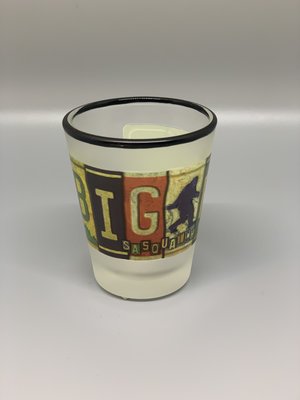 Bigfoot License Plate Frosted Shot Glass