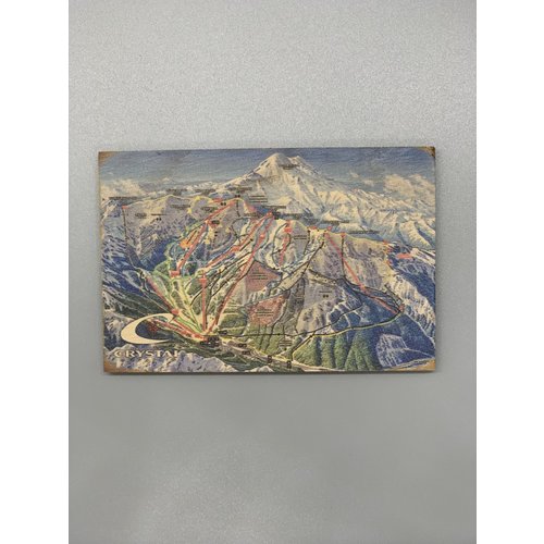 Wooden Crystal Mountain Trail Map Magnet