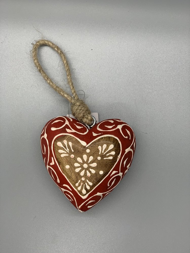 Flower Heart Wood Ornament