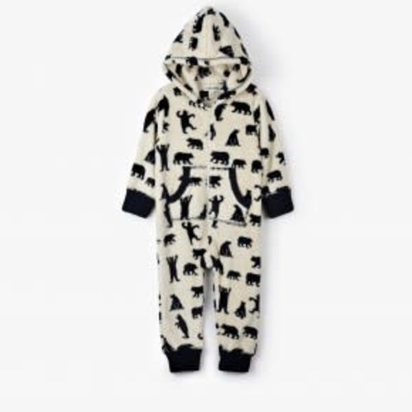 bear hooded fleece jumpsuit